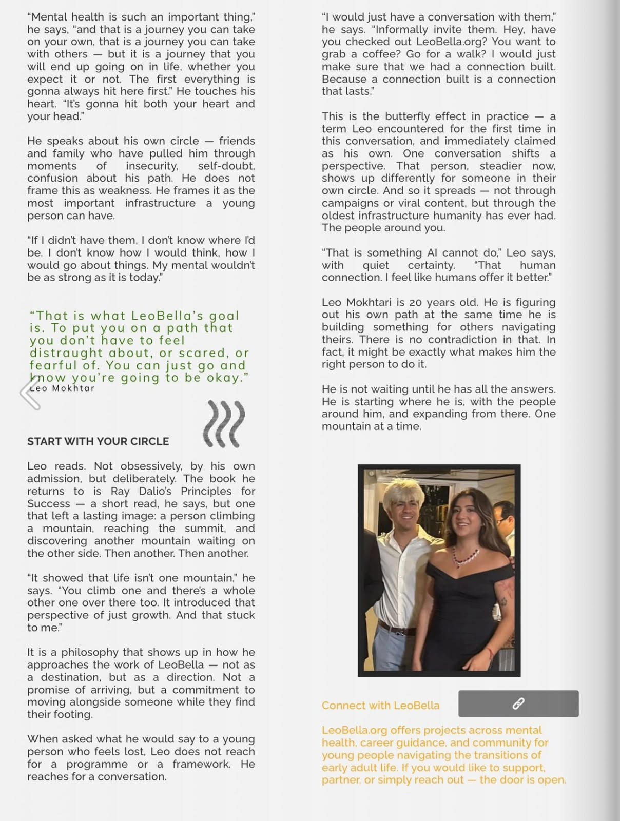 CC Horizon interview — closing pages with Leo Mokhtari quote